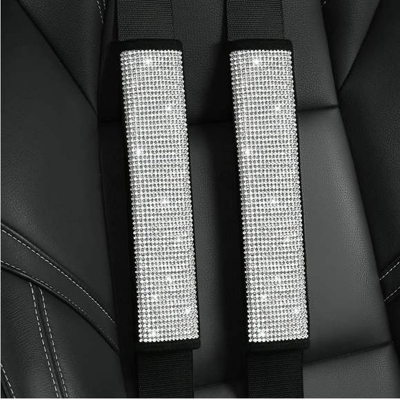 2 Bling Rhinestone Seatbelt Covers - Picture 2 of 8